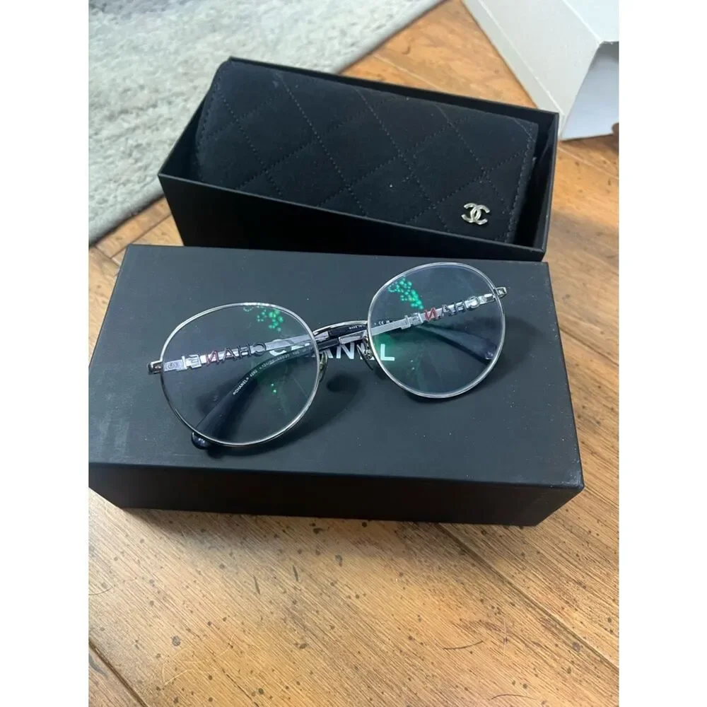 CHANEL Round Silver Metal Frame Glasses sunglasses frame